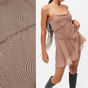 Swirl abstract Y2K Mesh slip dress UO small raw hem Ruffle Dress *2 for 20*